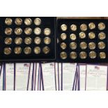 The 24ct Gold Plated Presidential $1 coin collection of 39 coins with Certificates.
