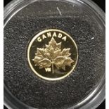 Royal Canadian Mint 2019 25-Cent Pure Gold Coin in Original Case with Certificate of Authenticity.