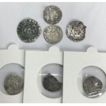 Collection of Seven medieval Edward hammered long cross pennies. (the coin that is top of the main