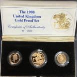 Royal Mint ‘United Kingdom 1988 Gold Proof Set’ of Gold £2, Sovereign and Half Sovereign in Original