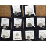 Collection of 10 Roman silver coins.