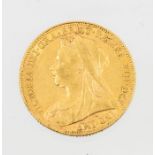 A Victorian gold sovereign, dated 1899M, 7.9 grams