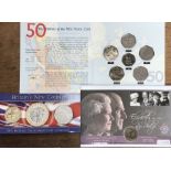Scarce 1992-1993 50p in Presentation Set with 2005 Royal Mint Brilliant Uncirculated Three Coin