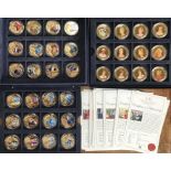 24ct Gold Commemorative Jersey & Guernsey Fifty Pence Coins showing colour images of Queen Elizabeth