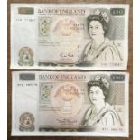 Two Bank of England £50 Banknotes one G.M.Gill and one D. Somerset.