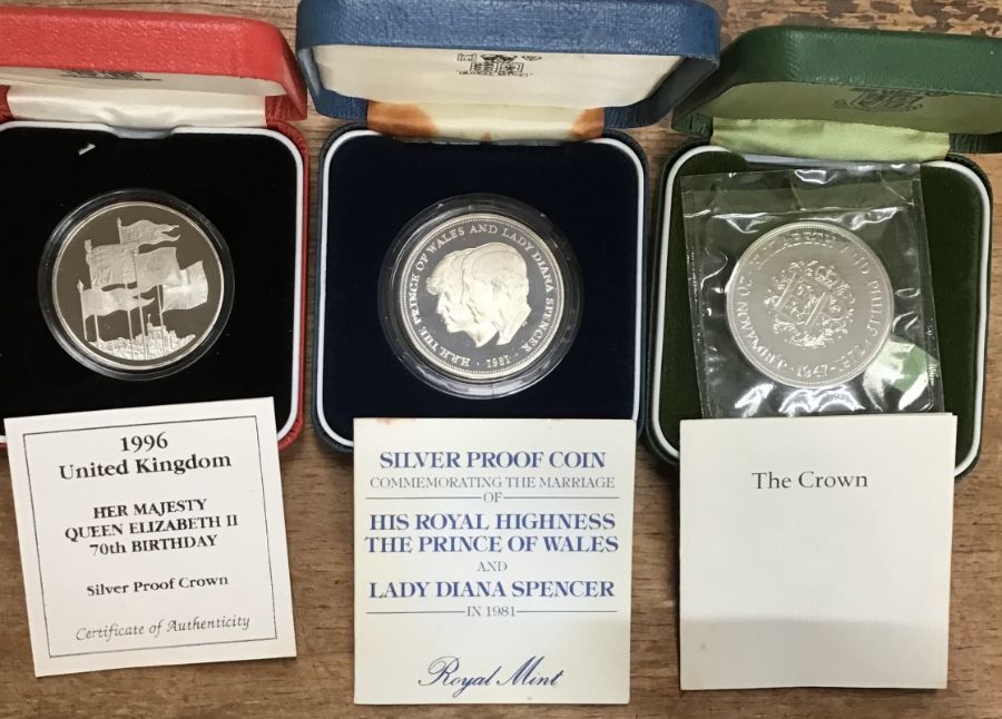 Royal Mint Silver Proof Coins and Medallic issues, includes 1996 £5, 1972, 1981 Crowns, Gibraltar - Image 3 of 3