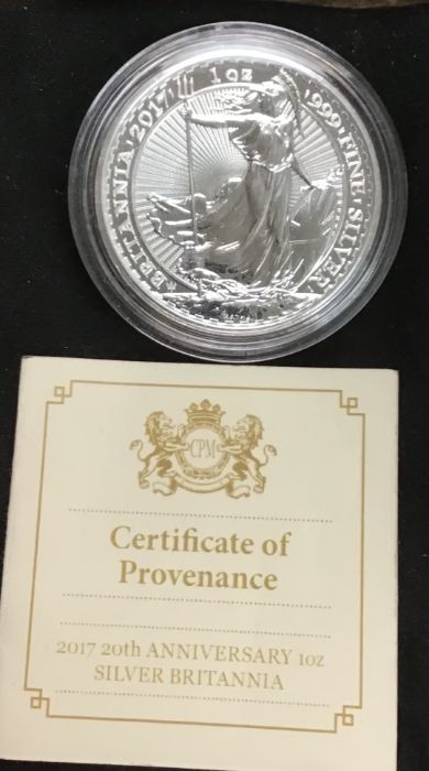 Collection of Silver Coins includes Three US Morgan Dollars of 1878, 1889 and 1921, 2017 Britannia - Image 2 of 4