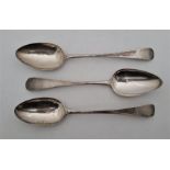 Three George III old English pattern silver tablespoons. (163.6g). (3)