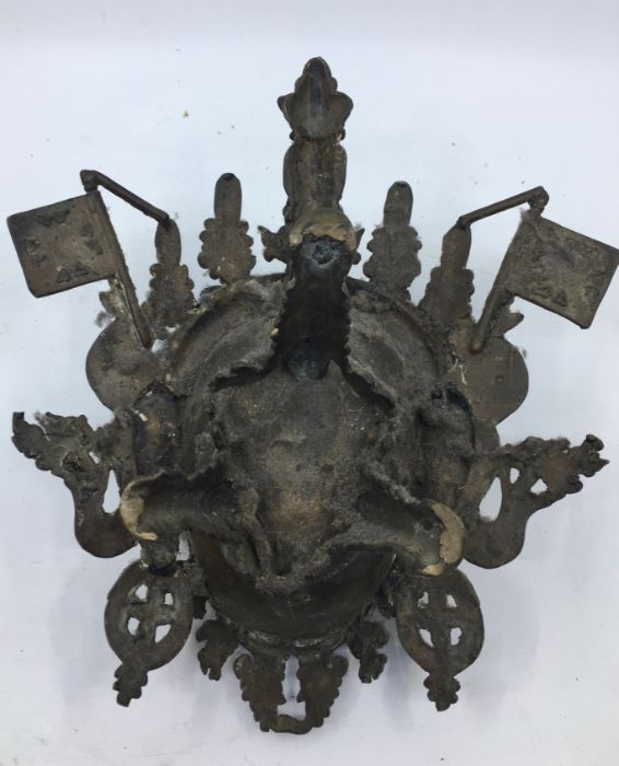 A 20th century Sino-Tibetan bronze censer, fashioned as the mask of a fierce protective deity, - Image 5 of 5