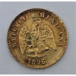 A Republic of Mexico 1896 1 peso gold coin.
