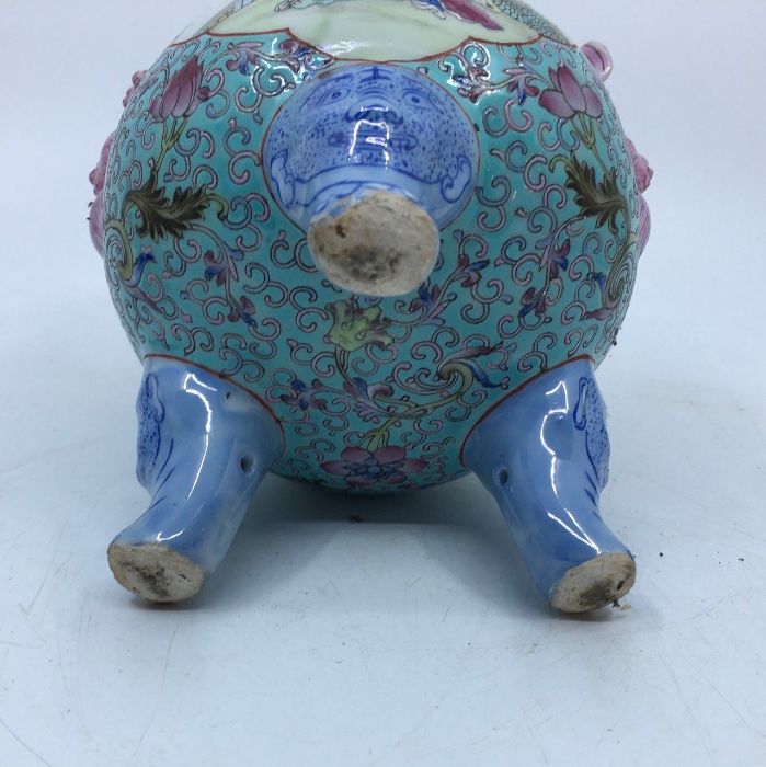 A Chinese republican period porcelain twin handled censer and cover, height 22cm.  Condition note: - Image 6 of 6