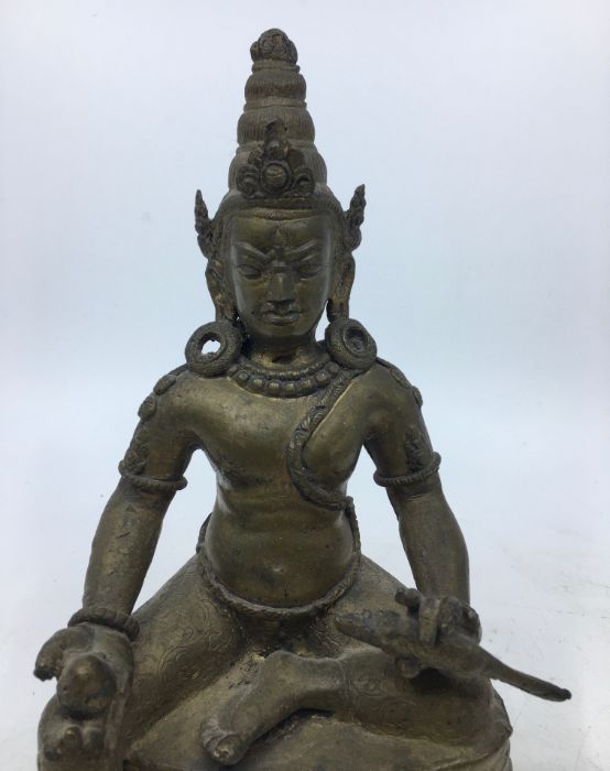 A 20th century bronze figure of Jambhala, height 19.5cm. - Image 2 of 5