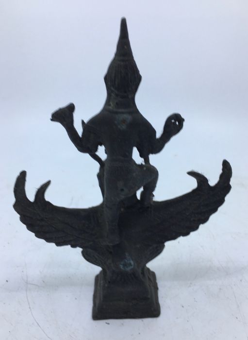 A 20th century Indian bronze figure of Vishnu riding upon Garuda, height 16.5cm. - Image 4 of 5