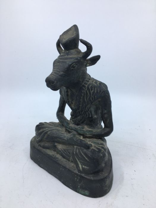 A 20th century Indian bronze figure of a seated deity, height 20cm. - Image 2 of 5