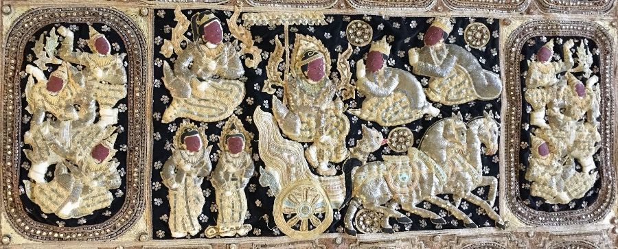 A 20th century Far Eastern embroidery wall hanging, probably Thailand, 104cm x 146cm. - Image 3 of 9
