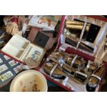 A collection of miscellaneous items to include silver plated compact and others