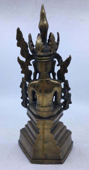 A 19th century (or earlier) North Indian/Tibetan brass figure of a Bodhisattva, possibly being - Image 5 of 6