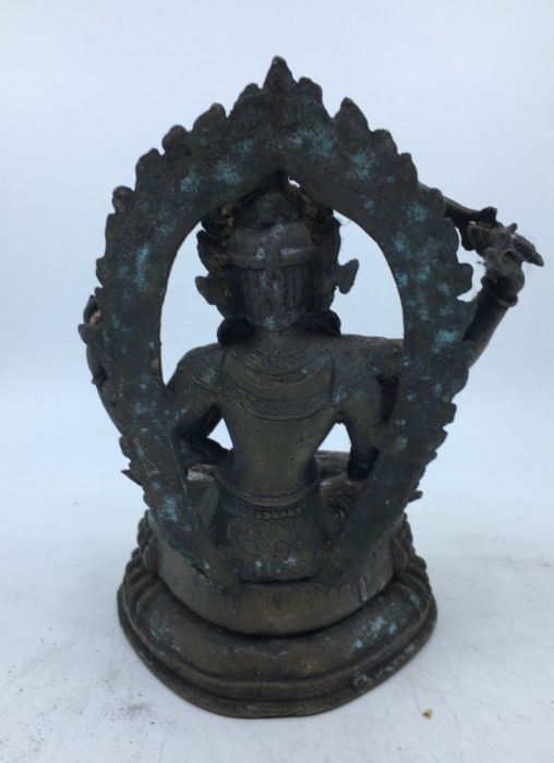 A 20th century Sino-Tibetan bronze figure of Manjushri, height 21.3cm. - Image 4 of 5