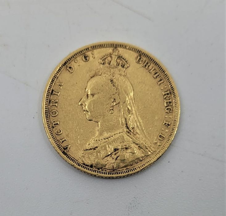 A Victoria 1888 Jubilee bust gold sovereign coin, Sydney mint.