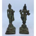 A pair of 20th century Indian bronze figures, probably of Shiva and Parvati, height 14.5cm.