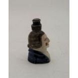 An 18th century English Pearleare miniature screw top scent bottle, height 7cm.