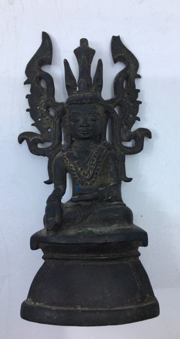 A 18th/19th century Sino-Tibetan bronze figure of a Bodhisattva, possibly being Ratnasambhava, - Image 2 of 6