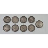 Six Victoria "veiled bust" silver crowns: 2 x 1893 (one pierced), 1896, 1897 and 2 x 1900 together