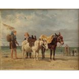 A. F. de Prades, ''Donkeys On The Seashore'', signed and dated 1880 lower right, 29.5cm x 38cm,