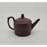 A late 18th century English Redware stoneware engine turned teapot and cover, Staffordshire,