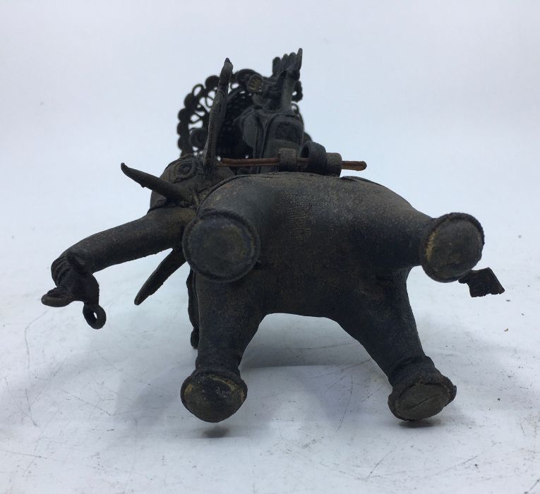 A 20th century Indian bronze figural of an elephant with newley weds, height 22cm. - Image 6 of 6