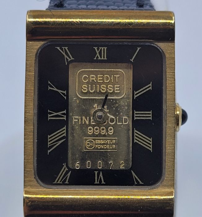 A Must de Cartier gold plated ladies' wristwatch, quartz movement, having signed black circular - Image 3 of 3