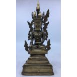 A 19th century (or earlier) North Indian/Tibetan brass figure of a Bodhisattva, possibly being