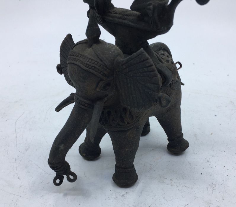 A 20th century Indian bronze figural of an elephant with newley weds, height 22cm. - Image 3 of 6