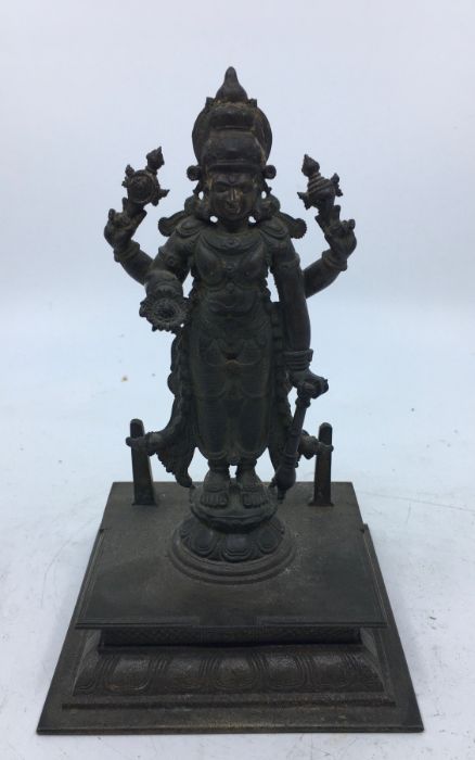 An Indian bronze figure of a Vishnu standing, late 19th/early 20th century, height 17.5cm.