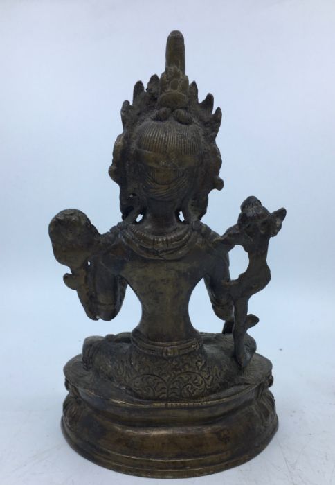 A 20th century Sino-Tibetan bronze figure of a deity, probably of White Tara, height 21.5cm. - Image 4 of 5