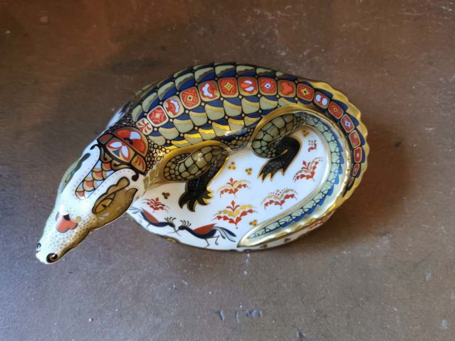 A Royal Crown Derby paperweight Crocodile, An exclusive gold signature edition for the guild of - Image 2 of 3