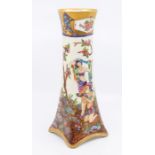 A large Bavarian ceramic vase made by H & Co, designed and hand painted with a design of a ladies