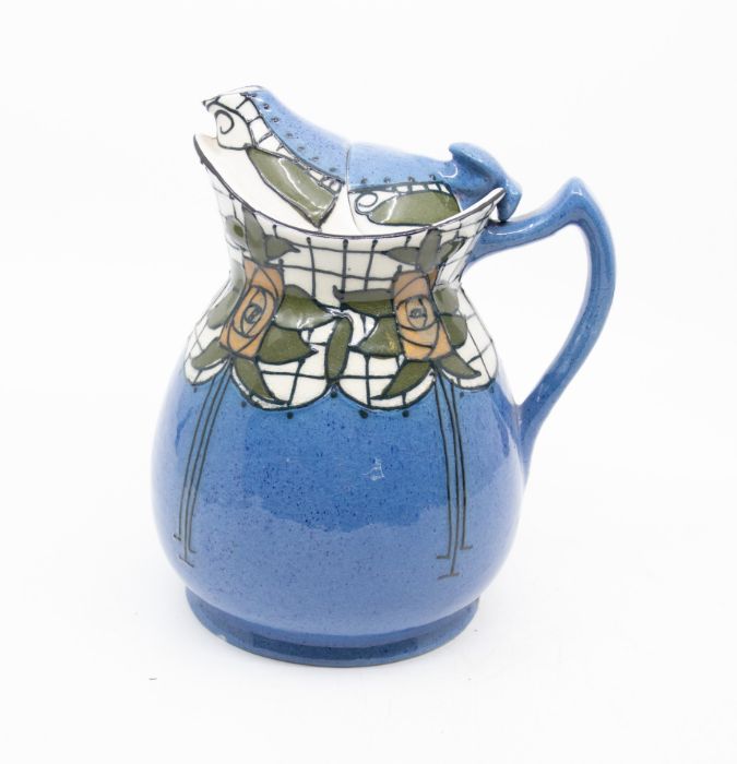 A Charlotte Rhead for Woods and Sons "Cosy" Teapot in stylised Rose design. Height approx 18cm. No - Image 2 of 3