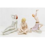 Three Wien Art Deco figures of nude ladies. Height of tallest approx 31cm. No signs of damage or