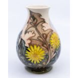 Moorcroft Pottery small baluster vase in Limited Edition 'Dandelion' pattern, 158/250. Height approx