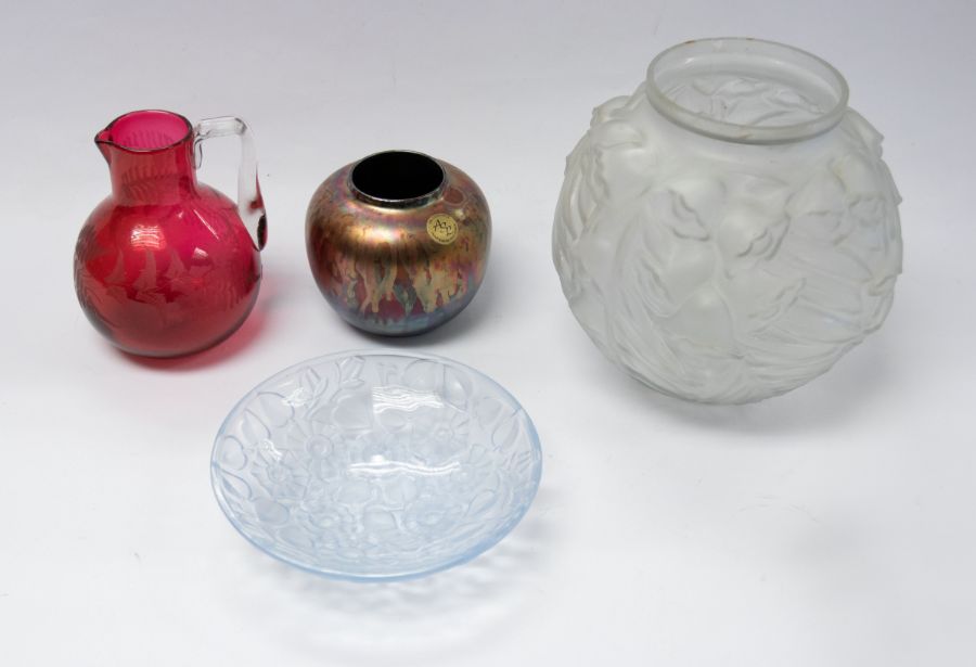 A small collection of Glassware to include: A large Stella of France 1930s moulded frosted glass