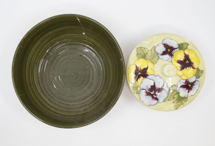 Moorcroft bowl (as found) and a Moorcroft pansy pattern powder bowl - Image 3 of 4