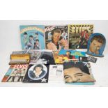 Collection of Music Memorabilia including Elvis Presley 2 x fabric banners, 2 x coasters,
