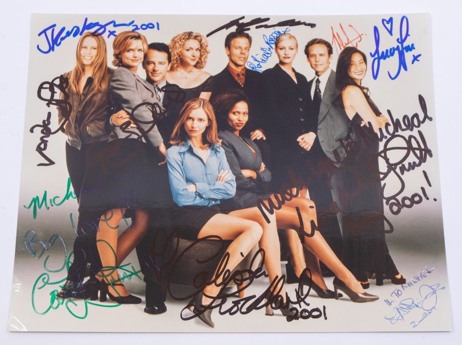 ALLY McBEAL - CAST SIGNED / AUTOGRAPHED 10 X 8 Full colour photo signed in person by all 10 of the