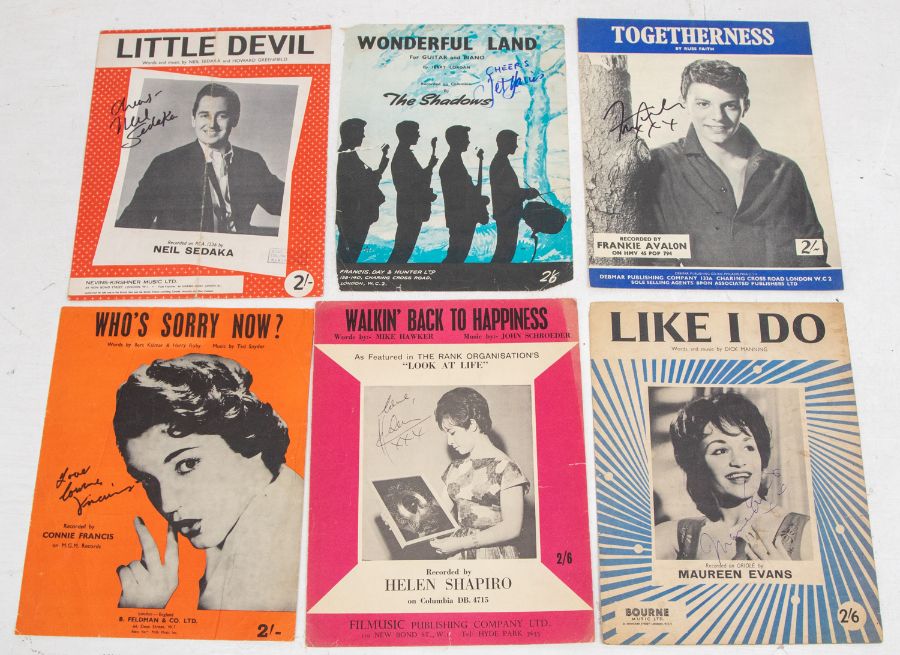 Lot of 6 Vintage Sheet Music - All signed / Autographed in person. 1. Maureen Evans 2. Connie