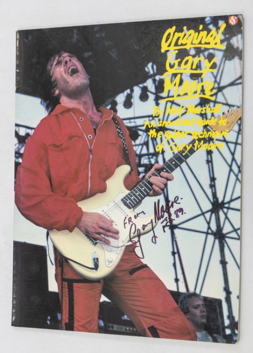 GARY MOORE - Wolf Marshall book annotated guide to the guitar technique of Gary Moore signed on