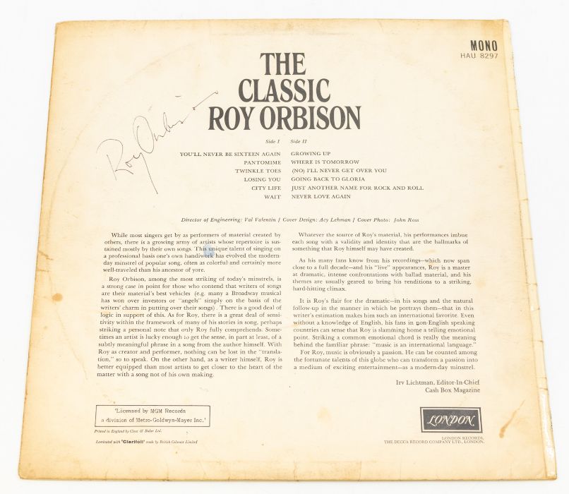 ROY ORBISON - The Classic Roy Orbison Vinyl LP Record signed on the back in person - Autographed - Bild 2 aus 3
