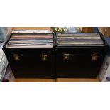 A collection of 60/70's rock and progressive LP vinyl records in two LP record boxes, including
