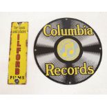Columbia Records and Ilford Films 2 x Enamel Signs - Columbia Records measures approx 11.5