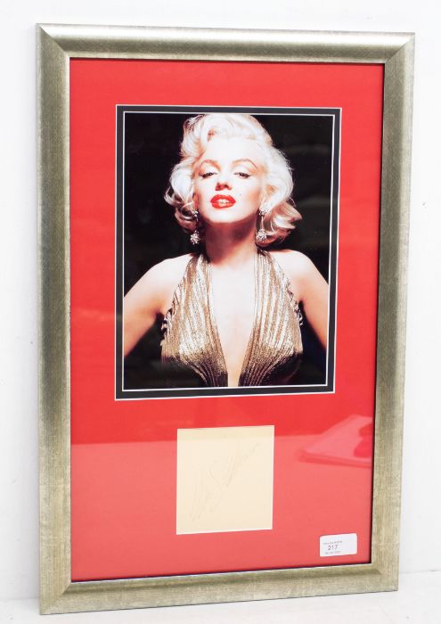 MARILYN MONROE - A superb and rare original Autographed page from an Autograph Book. Displayed